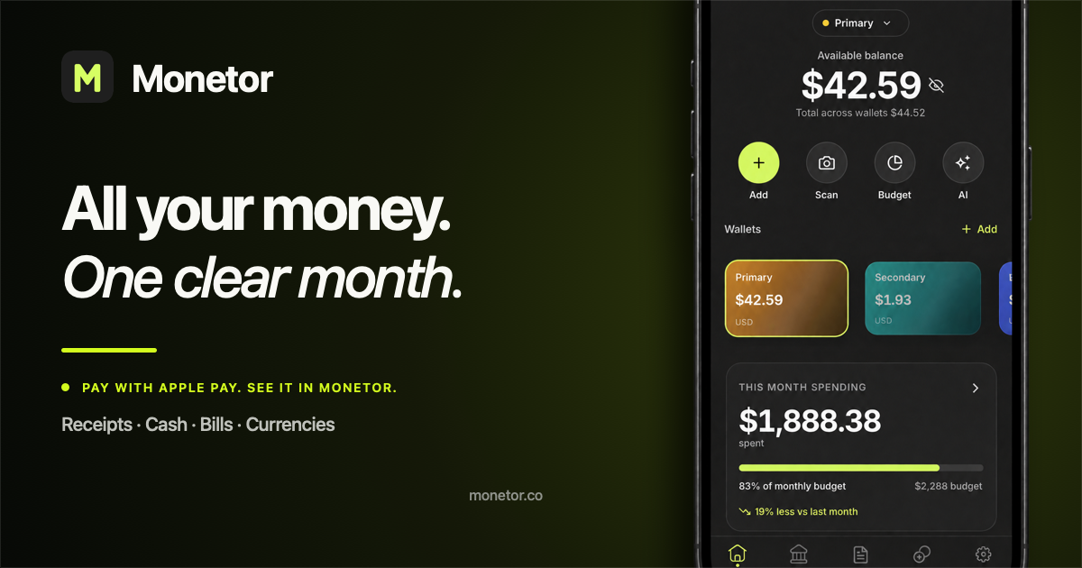 Monetor · iPhone finance app with no bank login. Apple Pay sync ...